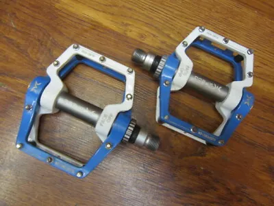 M Pedo Face Off Alnc-930 Platform Mountain Bike Pedals - 9/16  - Blue & White • $59.99