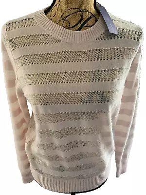 NWT REBECCA MINKOFF Pink Cashmere Wool  Knit Round Neck Long Sleeve Sweater M • $10