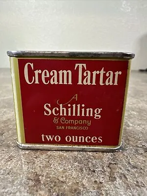 Vintage Schilling & Company San Francisco Cream Of Tartar Tin 2 Oz Red • $8