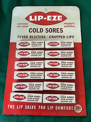 £142.56 • Buy Vintage 1950’s Chap Stick Co. Lip-Eze Cold Sore Salve Store Display W / Product