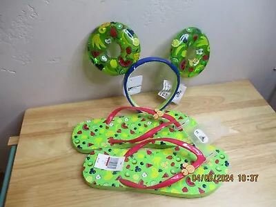 New Mickey Summer Time Ears And Flip Flops-r1-1422 • $14