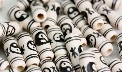 £3.99 • Buy Ceramic Glazed Hair -Crafts  Beads YIN YANG -small TUBE Hand Painted In Peru