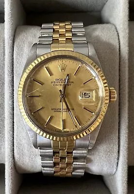 1988 Rolex OP Datejust Two-Tone Champagne Dial Watch 36mm Ref 16013 PAPERS! • $4599