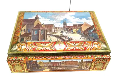 Large Vintage German Tin Box Otto Schmidt Nurnberg Prospect Huge! • $29.95