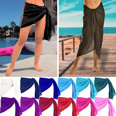 £4.99 • Buy Sarong Beach Cover Up Sheer Mini Long Sarong Skirt Dress Wrap Bikini Ladies
