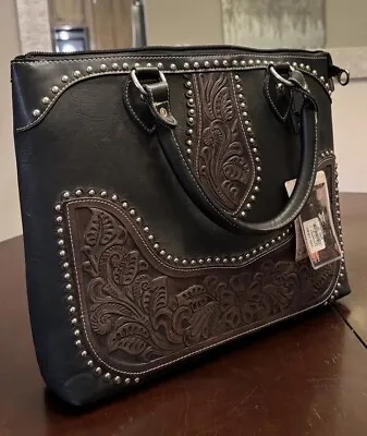 Montana West Brown Concealed Carry Tote Purse Bag Western Silver Studded New • $68