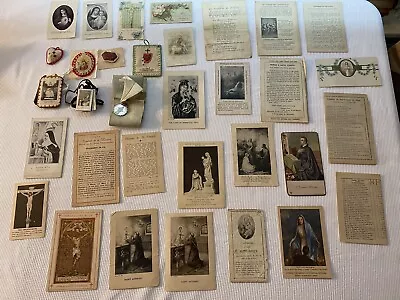 $9.99 • Buy RARE Lot Of VINTAGE Catholic Holy & Prayer Cards, Scapulars, & Religious Items