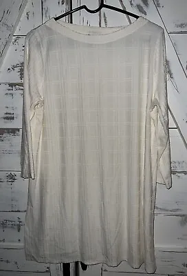 J. JILL Wearever Women M Tunic Top Cream Textured Knit 3/4 Sleeve 38  NWOT • $18.99