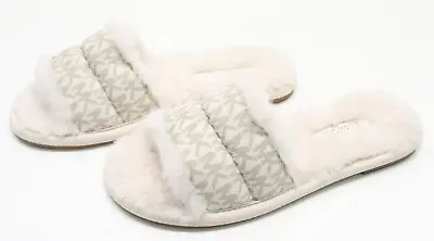 Michael Kors Women Faux Fur Jet Set MK Slide Vanilla Slipper Size 6M • $46.99