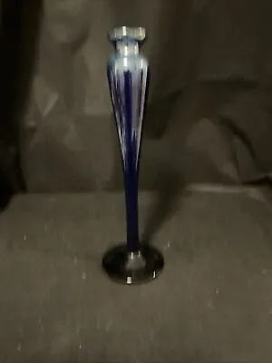 Steven Maslach Art Glass Signed 11 In Cobalt Iridescent Bud Vase • $60