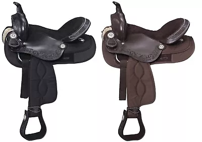 Western Pro Trail Mule Horse Saddle Leather & Synthetic Black Or Brown 10  - 18  • $469