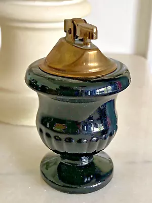 Vtg Mcm Table Lighter Black Glass Onyx Urn Brass Top Vintage Modernist • $22.99