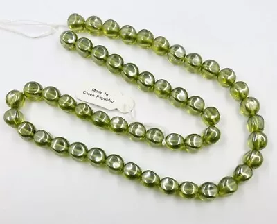 50 Vintage Jablonex Czech Glass Celadon Green Shimmer 12mm. Fluted Beads N803T • $6.74