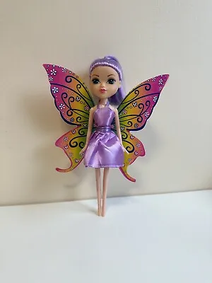 Shimmer Girlz Fairy Princess Purple Turquoise Hair Wings Plastic Movable Doll 3+ • £7.50