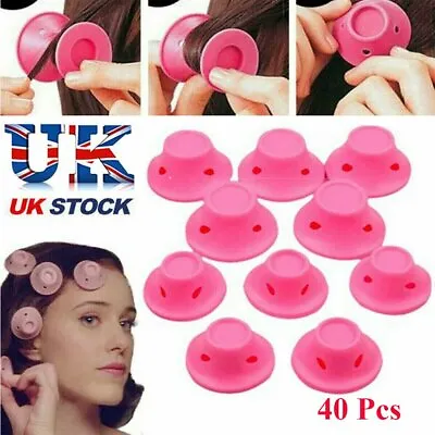 £8.99 • Buy 40PCS No Heat Silicone DIY 4 Sets Soft Magic Hair Curlers Rollers Care Heatless