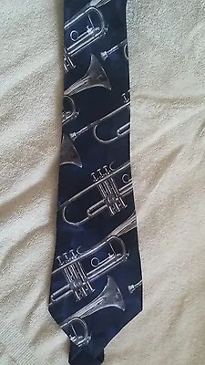 $16.14 • Buy Mens Tie A. Rogers Navy Blue Trombone Brass Instrument Band