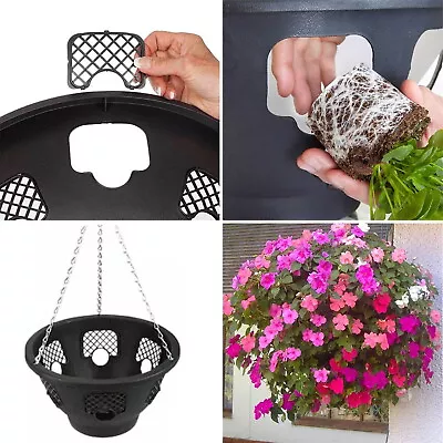 12   Black Hanging Basket Heavy Duty Lattice Easy Fill Garden Flower Planter Pot • £7.99