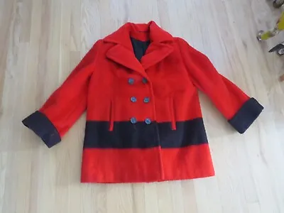 Vintage Red Black Hudson's Bay Blanket Jacket Pea-Coat • $195