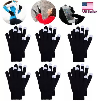 6× Winter Adult Knitted Magic Gloves Full Fingers Touchscreen Warm Gloves Unisex • $10.81