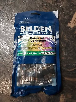 Belden PPC EX6XLPLUS RG6 COAX Coaxial Cable 50 Pack Compression Connectors • $13.99