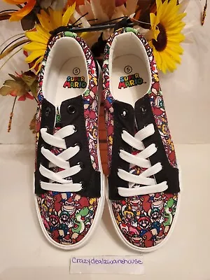 Nintendo ~ Ground Up ~ Super Mario Shoes   Game Over   Low Canvas Black ~ Size 5 • $19.99