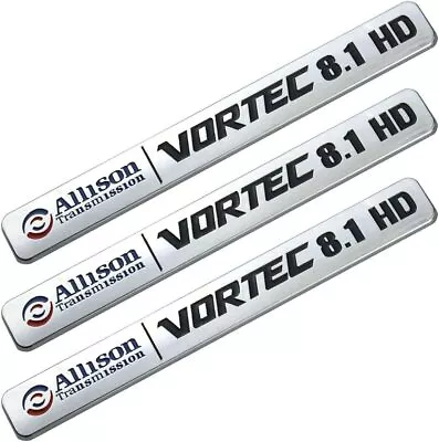 3Pcs Allison Transmission 8.1 Hd 8.1L Vortec Emblem Sticker Decals(Chrome/Black) • $26.99