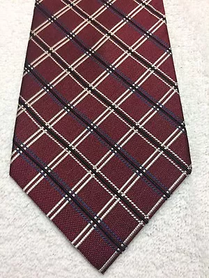 Van Heusen Mens Tie Burgundy With Blue Black And White 4 X 59 Nwot • $14.77