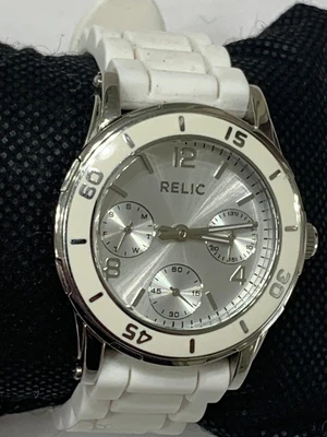 $1.99 • Buy Relic Womens 33mm Quartz Watch 7Z15582 White, Silicone Band Multi Function Dial