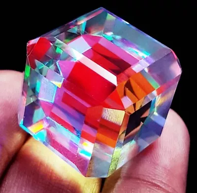 GIE Certified 180 Ct Natural Cube Cut Rainbow Color Mystic Quartz Loose Gemstone • $36.33