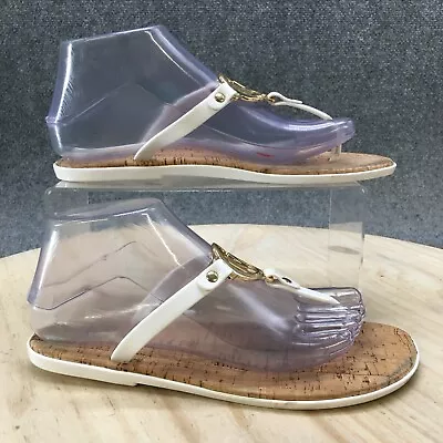 Mk Michael Kors Sandals Womens 7 Thong Flip Flops Flats White Charm Jelly PVC • $21.74