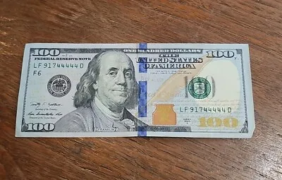 $100 Dollar Bill Lucky 44444 Fancy Serial Number 5 Of A Kind • $125