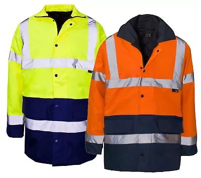 Hi Vis Visibility Two 2 Tone Parka Jacket | Waterproof Coat | Work Wear | Hi Viz • £24.95