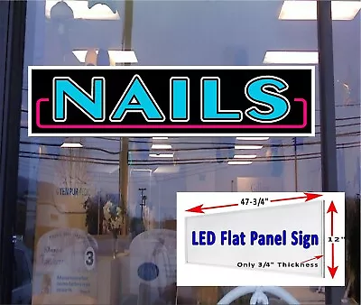 NAILS  Led Flat Panel Light Box Window Sign 48in X12in • $279.96