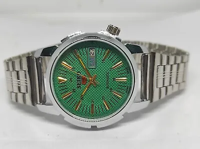 Seiko 5 Automatic Vintage Green Dial Stylish Men's Wrist Watch Free Shipping • $79.99