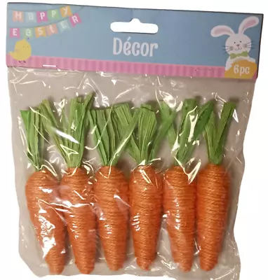 Easter Decor 4.5  Jute Carrots Easter Spring Decors Crafts 6 Piece Packs • $8.50