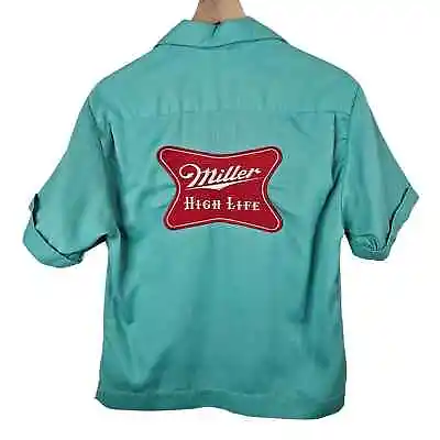 Vintage Mr. Joel Bowling Shirt Miller High Life Applique Men's M Seaglass Green • $194.95