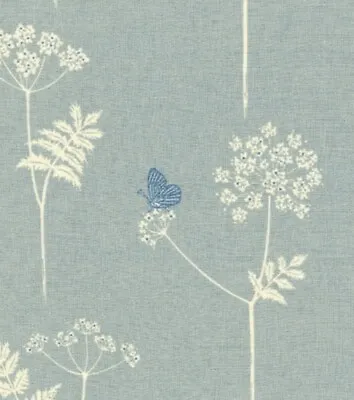 0.8m Vanessa Arbuthnot Cow Parsley Duck Egg Linen Fabric • £30