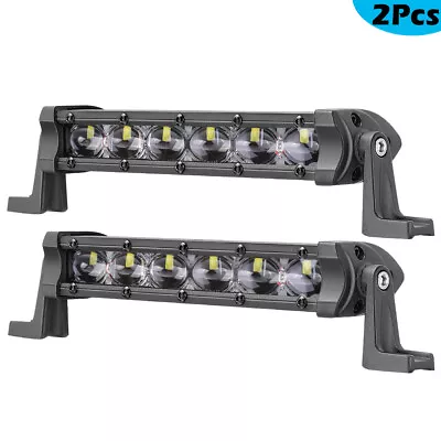 2x 8  Single Row LED Light Bar Super Slim Spot 6500K Driving Off Road Truck 12V • $36.99