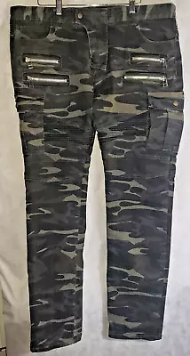 BiePa Men’s Cargo Jeans Camo Straight Leg Moto Size 38x34 • $23.95