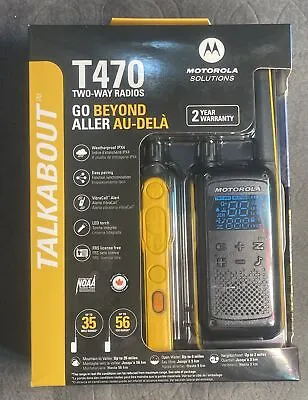 Motorola Talkabout T470 Two-Way Radio 35 Mile 2 Pack NOAA Black & Yellow-NIB • $84.99