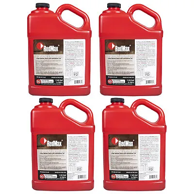 Case Of 4 1 Gallon RedMax Synthetic 2 Stroke Cycle Oil W/ Fuel Stabilizer 50:1 • $163.95