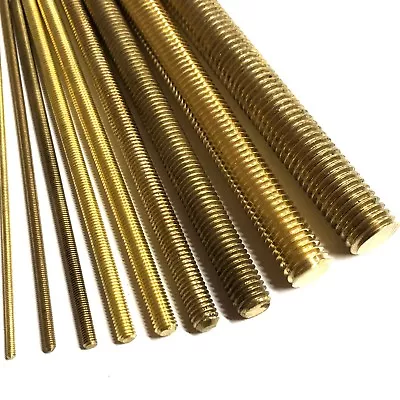 £23.43 • Buy 1m Long Brass Threaded Bar Rod Studding M2 M2.5 M3 M4 M5 M6 M8 M10 M12 - 1000mm