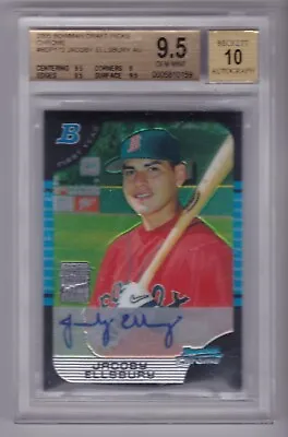 2005 Bowman Draft Jacoby Ellsbury Chrome Auto BGS 9.5 10 GEM MINT Red Sox • $99.99