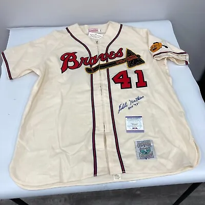 Beautiful Eddie Mathews  Hall Of Fame 1978  Signed Authentic Braves Jersey PSA • $1999