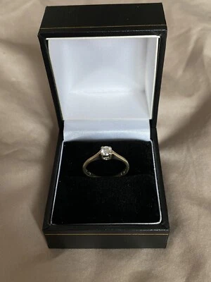 £74 • Buy 9ct 9K White Gold Diamond Solitaire Engagement Ring Size K Lovely 0.20 Diamond!