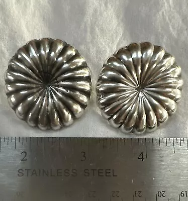 Vintage Hollow Sterling Silver Earrings Large .925 Post Earrings Flower Sun 22g • $36.50
