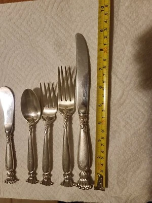 $79 • Buy Romance Of The Sea By Wallace Sterling Silver Dinner Place Setting  5pc, 9.8OZ