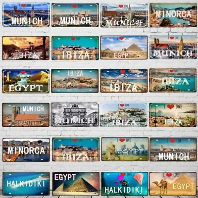 Metal Sign Egypt Munich Haikidiki City License Plate Shop Club Bar Home Decors • $19.99