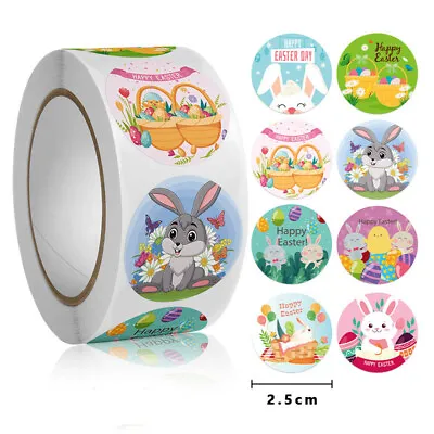 50/100pcs Happy Easter Bunny Stickers Gift Seals Labels 2.5cm #14 • $3.99