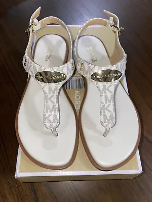 Michael Kors Women's Mini Logo Plate Sandals ( Vanilla White - US 6 ) • $55.99